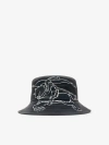 Burberry Ekd Cotton Bucket Hat In Charcoal
