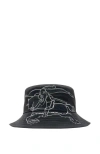 Burberry Ekd Cotton Bucket Hat In Charcoal