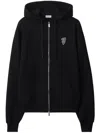Burberry Thistle Logo Cotton Blend Zip Hoodie In Black