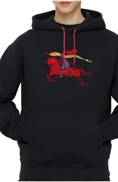 Burberry Ekd Cotton Hoodie In Black