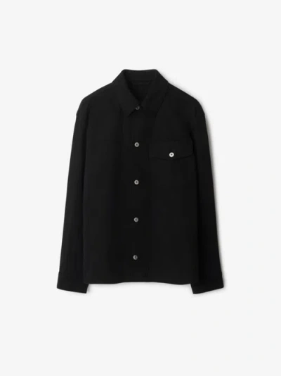 Burberry Long Sleeved Buttoned Denim Jacket In Black