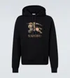 Burberry Men Black Hoodie With Drawstring Hood And Ekd Print And Logo Lettering On The Front In Cott In Black