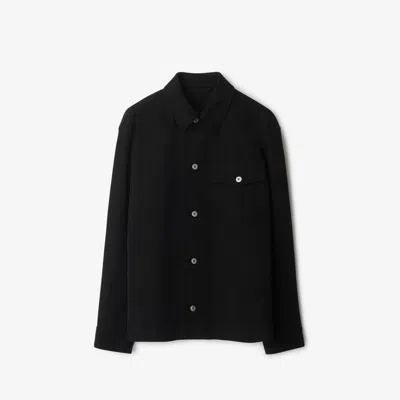 Burberry Long Sleeved Buttoned Denim Jacket In Black