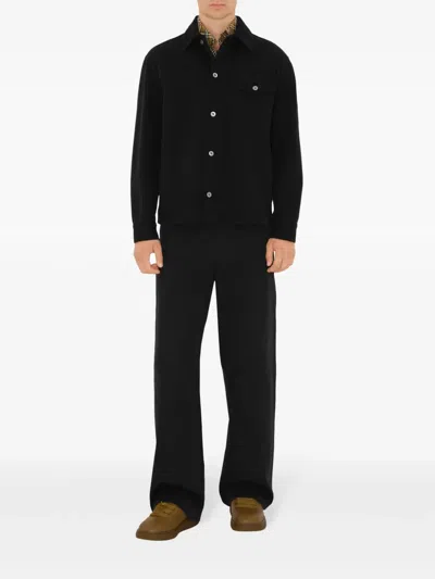 Burberry Ekd Cotton Overshirt Jacket In Black
