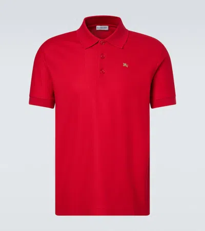 Burberry Ekd Silk Cotton Mesh Polo Shirt In Red