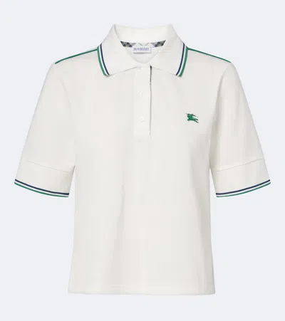 Burberry Ekd Cotton Piqué Polo Shirt In White