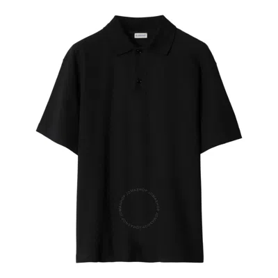 Burberry Ekd Cotton Polo Shirt In Black