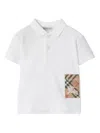 Burberry Check Label Cotton Polo Shirt In White