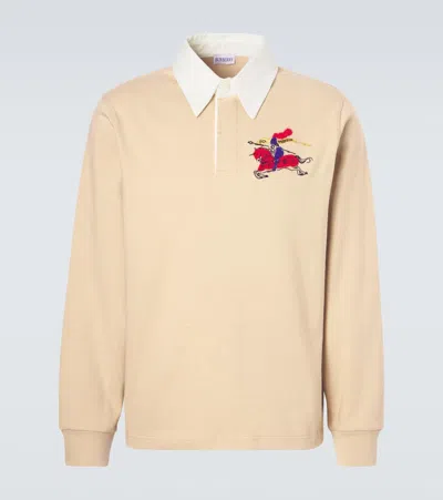 Burberry Ekd Cotton Polo Sweater In Neutral