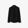 Burberry Tailored Shirt With Curved Hem And Point Collar In Black