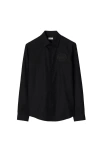 Burberry Tailored Shirt With Curved Hem And Point Collar In Black