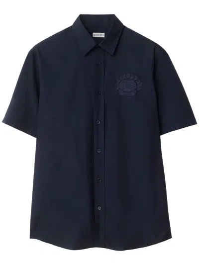 Burberry Ekd Cotton Shirt In Blue