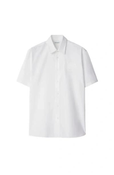 Burberry Logo Cotton Poplin Shirt In White
