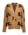 Burberry Brittany Jacquard Logo Knit Cardigan In Brown