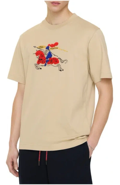 Burberry Embroidered Equestrian Knight Design T-shirt In Neutral