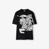 Burberry Black T-shirt With Contrasting Equestrian Knight Print In Cotton Man In Black