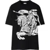Burberry Black T-shirt With Contrasting Equestrian Knight Print In Cotton Man In Black