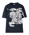 Burberry Black T-shirt With Contrasting Equestrian Knight Print In Cotton Man In Black