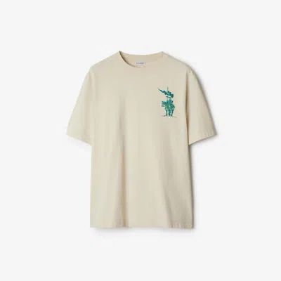 Burberry Off White Ekd Cotton T-shirt In Beige