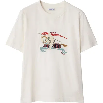 Burberry Ekd Embroidered Cotton T-shirt In White