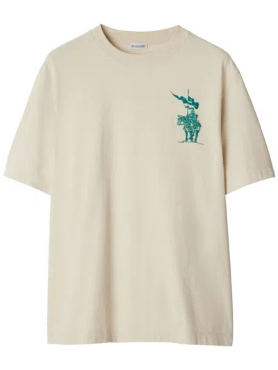 Burberry Equestrian Knight Logo Cotton T-shirt In Nude