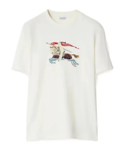 Burberry Ryan Ekd Embroidered Cotton T-shirt In Gray
