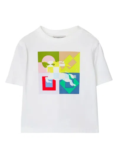 Burberry Babies' Edk-print Cotton T-shirt In Weiss