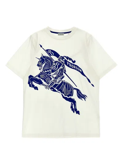 Burberry Babies' Equestrian Knight-print Cotton T-shirt In White
