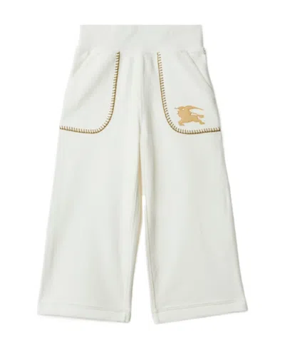 Burberry Ekd Cotton Track Pants In White