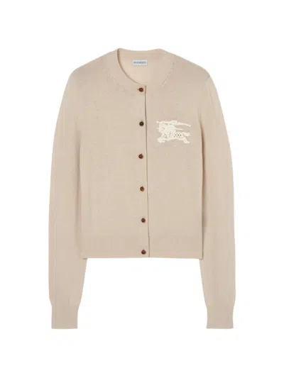 Burberry Ravella Logo Patch Cardigan In Neutral