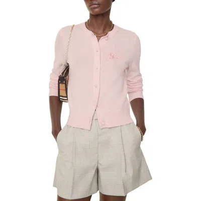 Burberry Ekd Cotton Wool Cardigan In Pink
