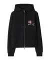 Burberry Ekd Cotton Zip Hoodie In Black