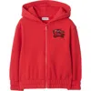 Burberry Ekd Cotton Zip Hoodie In Red