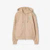Burberry Beige Cotton Hoodie With Knight Illustration In Teacup