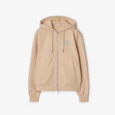 Burberry Ekd Cotton Zip Hoodie In Teacup