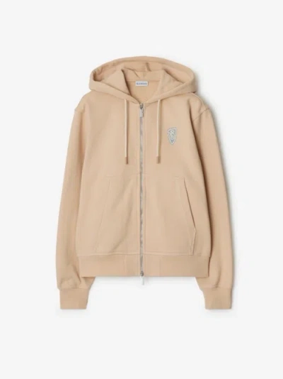 Burberry Beige Cotton Hoodie With Knight Illustration