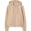 Burberry Beige Cotton Hoodie With Knight Illustration In Teacup