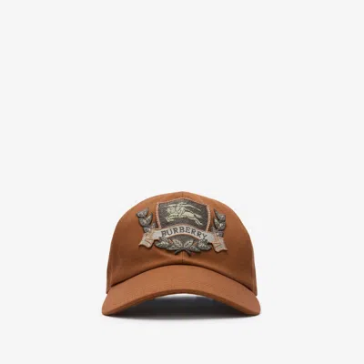 Burberry Ekd Crest Gabardine Baseball Cap In Brown