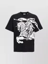 Burberry Black T-shirt With Contrasting Equestrian Knight Print In Cotton Man In Black