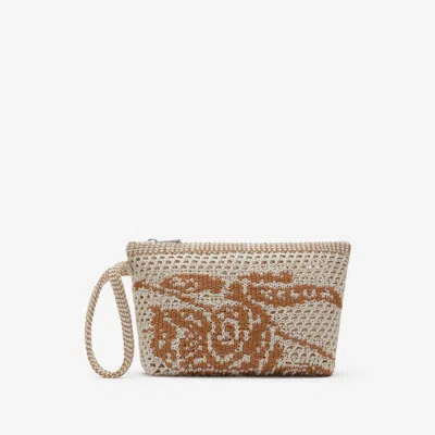 Burberry Ekd Crochet Pouch In White/sand