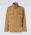 Burberry Beige High Neck Jacket With Ekd Embroidery On The Front In Cotton Man In Brown