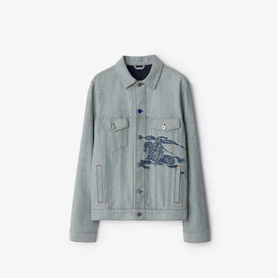 Burberry Ekd-motif Denim Jacket In Denim Blue