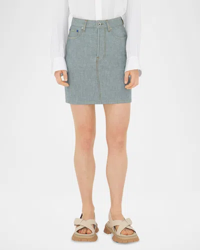 Burberry Ekd Denim Mini Skirt In Denim Blue