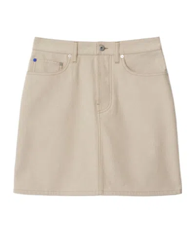 BURBERRY BURBERRY EQUESTRIAN KNIGHT DENIM MINI SKIRT