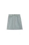 Shop Burberry Ekd Denim Skirt In Denim Blue