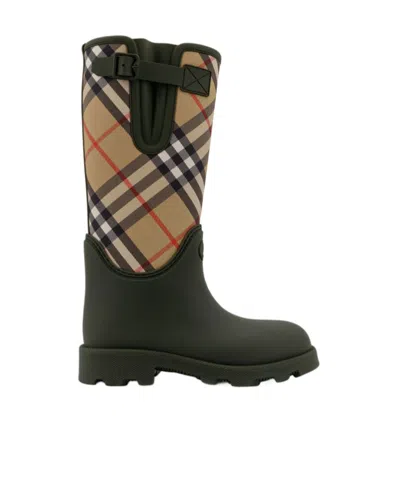 Burberry Ekd Detailed Checked Rain Boots