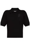 Burberry Ekd Detailed Short Sleeved Ribbed Polo Top In Black
