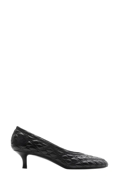 Burberry Ekd Leather Baby Pumps In Black
