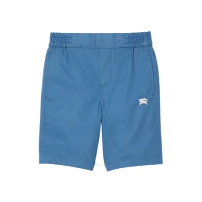 Burberry Ekd Embroided Cotton Shorts In Blue