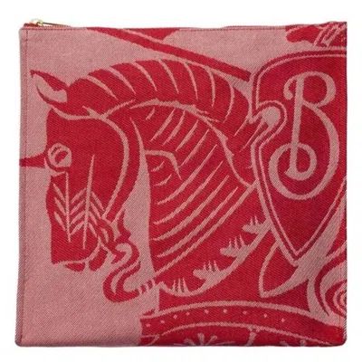 Burberry Ekd Embroidered Canvas Pouch In Red